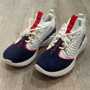 Under Armour Harper 9 Turf Baseball Shoes Mens 9.5 White Blue USA 3027440-101